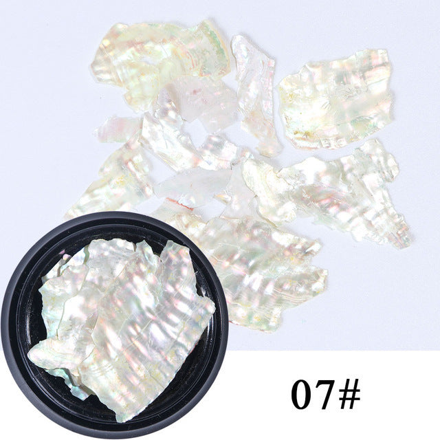Nail Shell Ornaments – Iridescent Crushed Shell Flakes for DIY Acrylic & Gel Nail Art