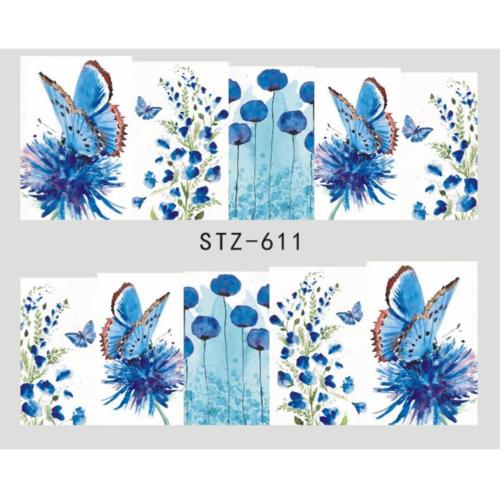 Butterfly & Flower Nail Sticker – 1pc Water Transfer Decal Slider for Nail Art & Manicure Wraps (JISTZ508)