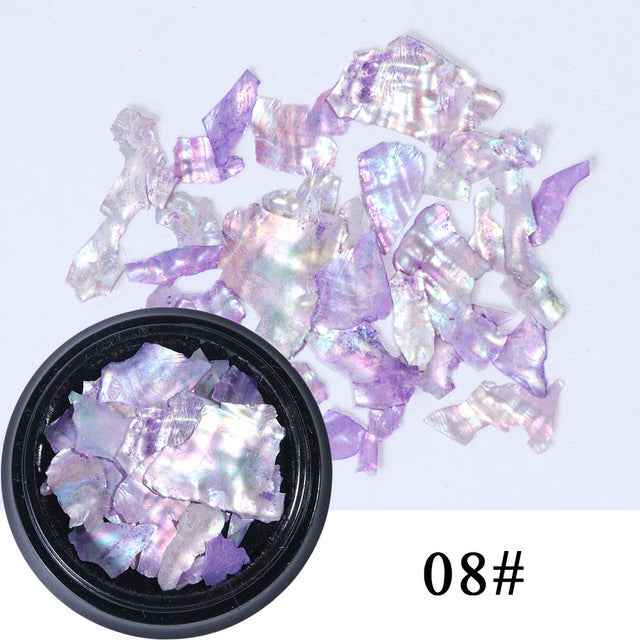 Nail Shell Ornaments – Iridescent Crushed Shell Flakes for DIY Acrylic & Gel Nail Art