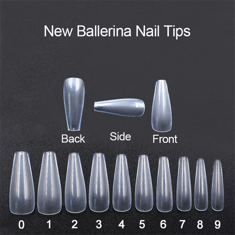 500 Pcs Transparent Natural Ballet Fake Nails – Full Cover Acrylic Nail Tips for DIY & Salon Use
