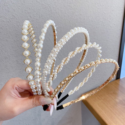 Thin Pearl Headband – Elegant Hair Accessory for Weddings, Parties & Daily Wear