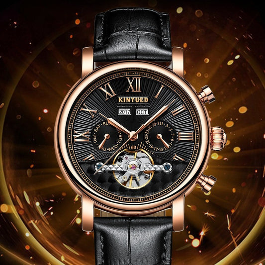 Automatic Mechanical Men’s Leather Hollow-Out Watch – HZ Mobile