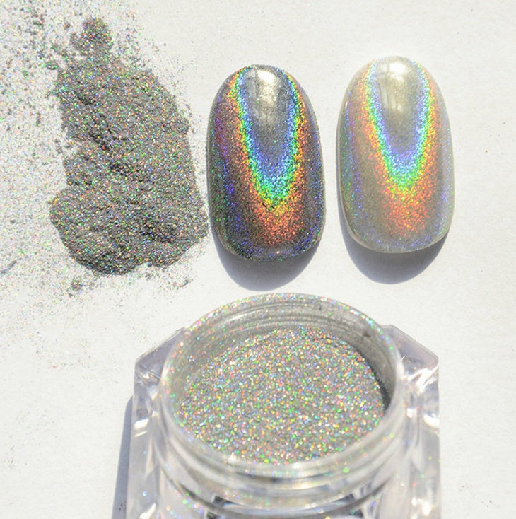 Rainbow Laser Mirror Nail Powder – Chrome Holographic Pigment for DIY & Salon Nail Art