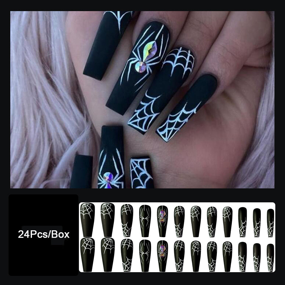 Dark Spider Halloween Fake Nails – Sweet & Cool Press-On Armor Tips for DIY & Party Manicure