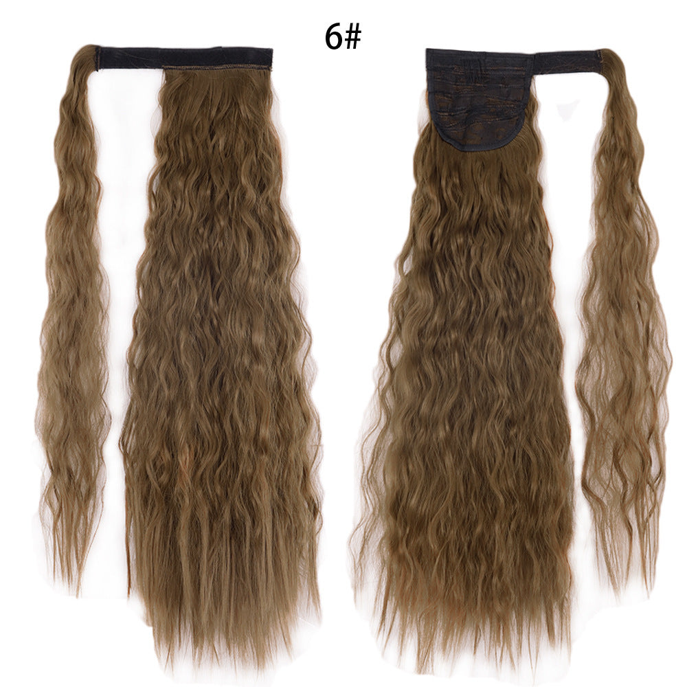 Water Wave Ponytail Wig – Velcro Wrap Synthetic High-Temperature Fiber