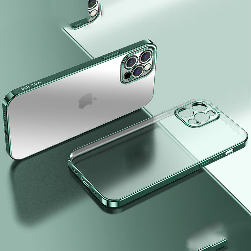 Coque de protection en silicone transparente mate avec cadre carré de luxe