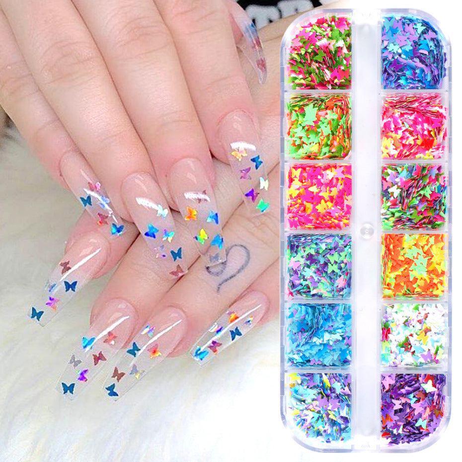 Symphony Butterfly Sequin Nail Decorations – Iridescent Glitter Flakes for DIY Acrylic & Gel Nails