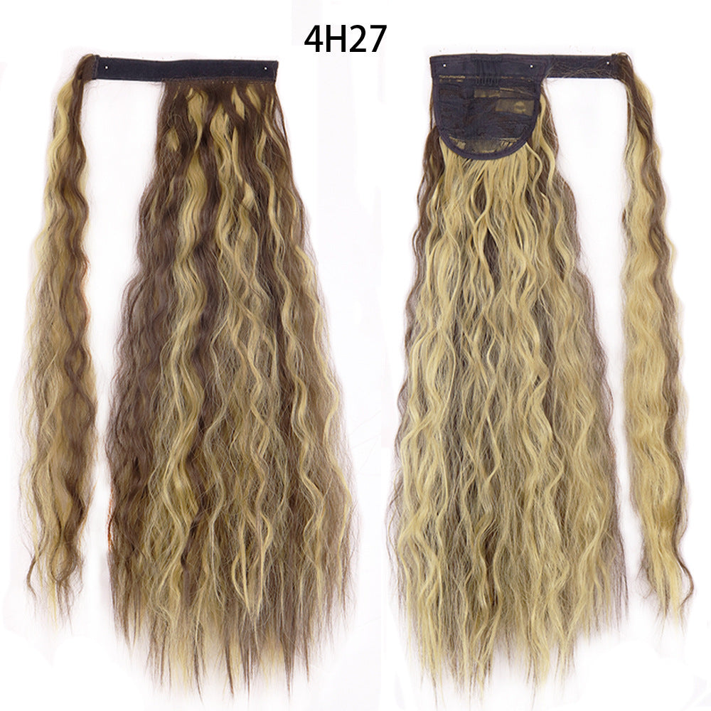 Water Wave Ponytail Wig – Velcro Wrap Synthetic High-Temperature Fiber