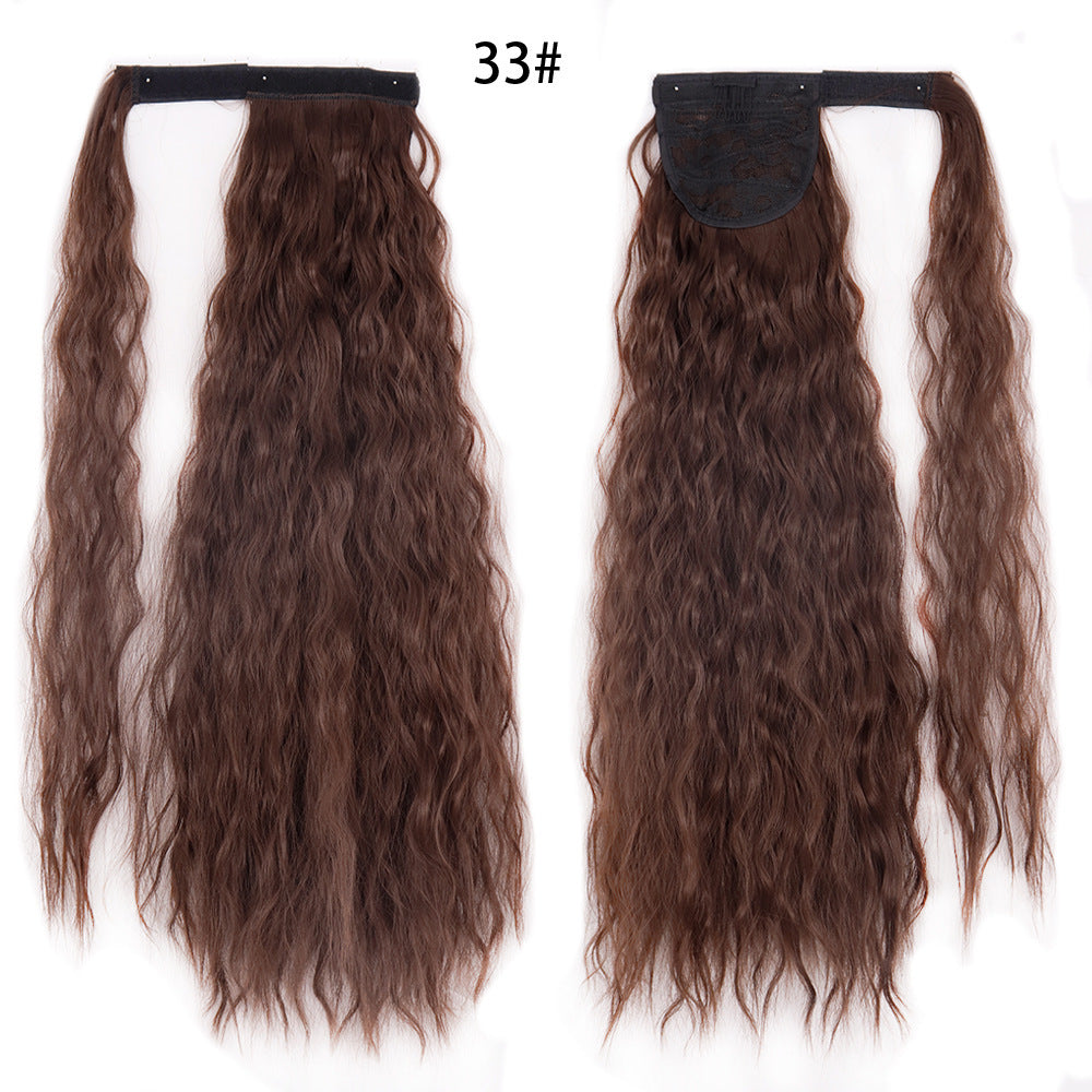 Water Wave Ponytail Wig – Velcro Wrap Synthetic High-Temperature Fiber