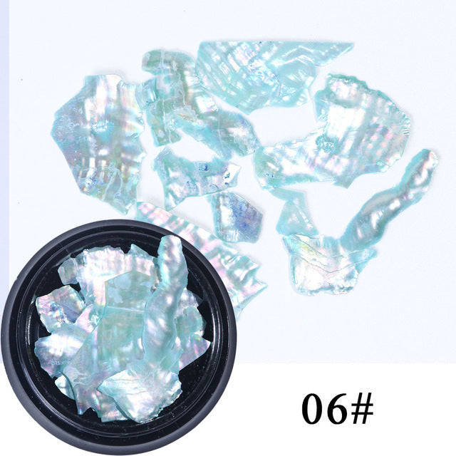 Nail Shell Ornaments – Iridescent Crushed Shell Flakes for DIY Acrylic & Gel Nail Art