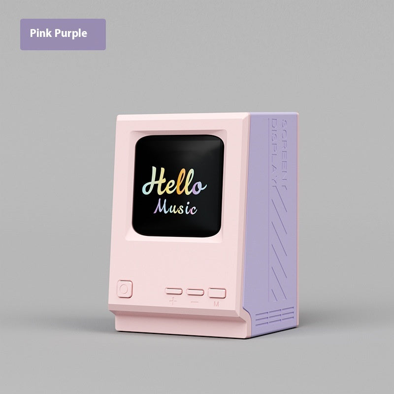 Retro Small Computer Lyrics Speaker Table Clock Wireless Bluetooth Speaker
