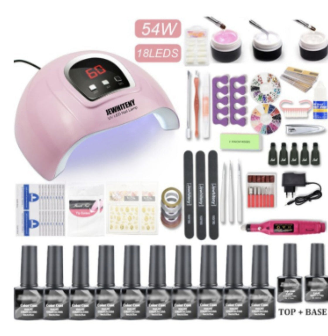 80W Nail Phototherapy Lamp – UV LED Gel Nail Dryer Machine Set for DIY & Professional Manicure
