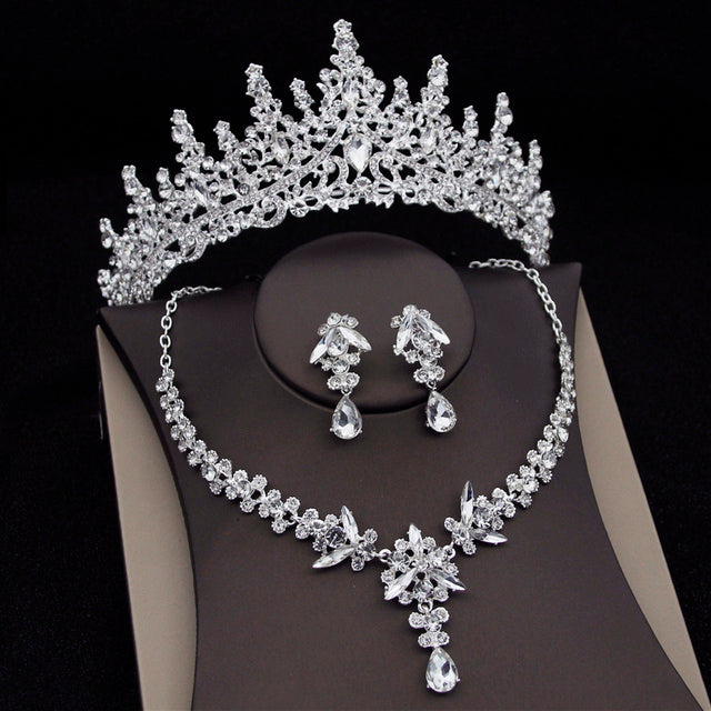 Royal Queen Bridal Jewelry Set – Luxury Wedding Tiara & Earrings Necklace Set for Women