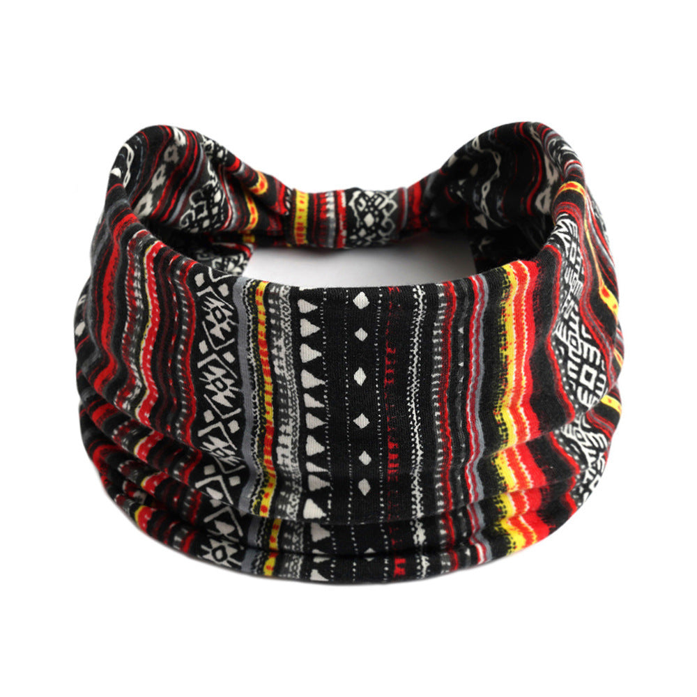 Bohemian Yoga Sports Headband – Cashew Print, Sweat-Absorbent & Non-Slip Elastic Hairband