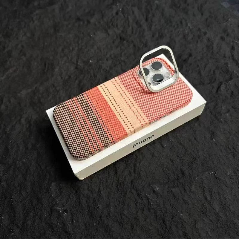 Woven Pattern Autumn & Winter Solid Color Drop-Resistant iPhone Case