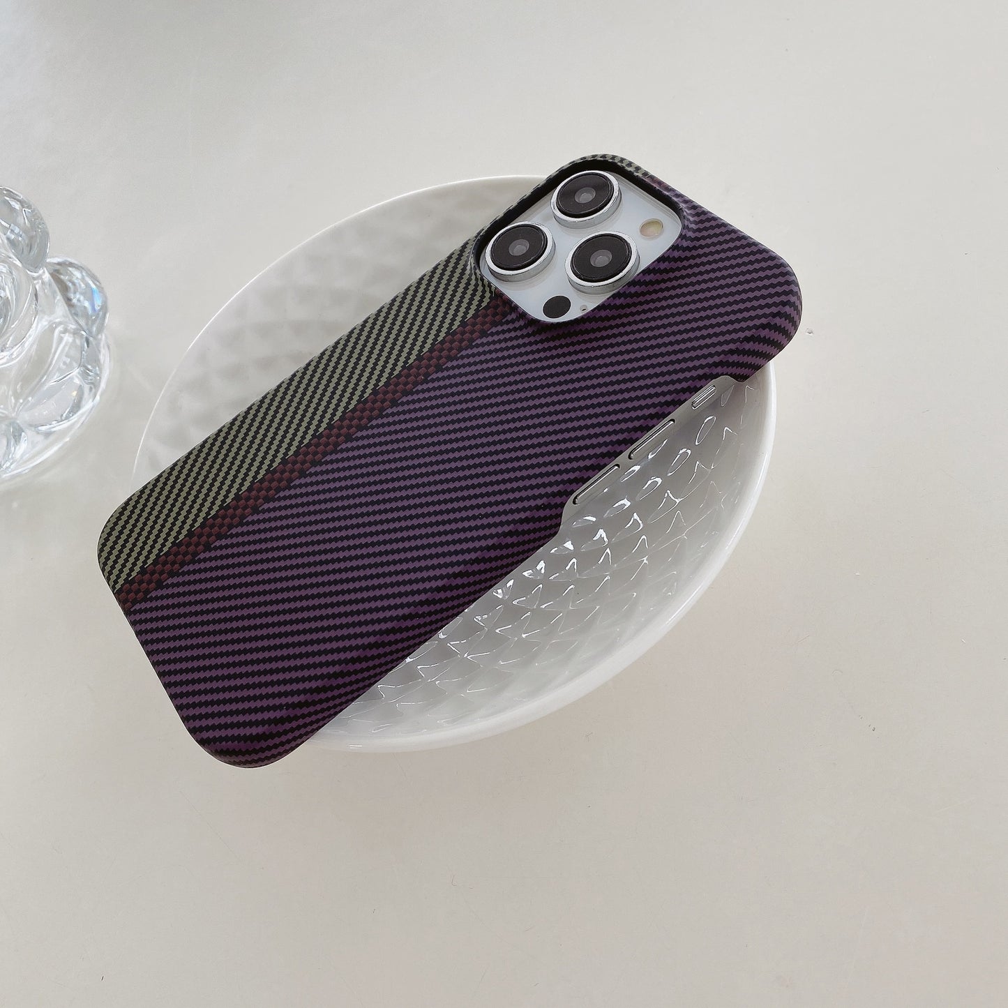 Carbon Fiber Striped iPhone Case – Hard Shell Protective Half Pack Phone Cover