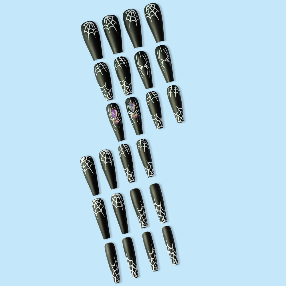 Dark Spider Halloween Fake Nails – Sweet & Cool Press-On Armor Tips for DIY & Party Manicure