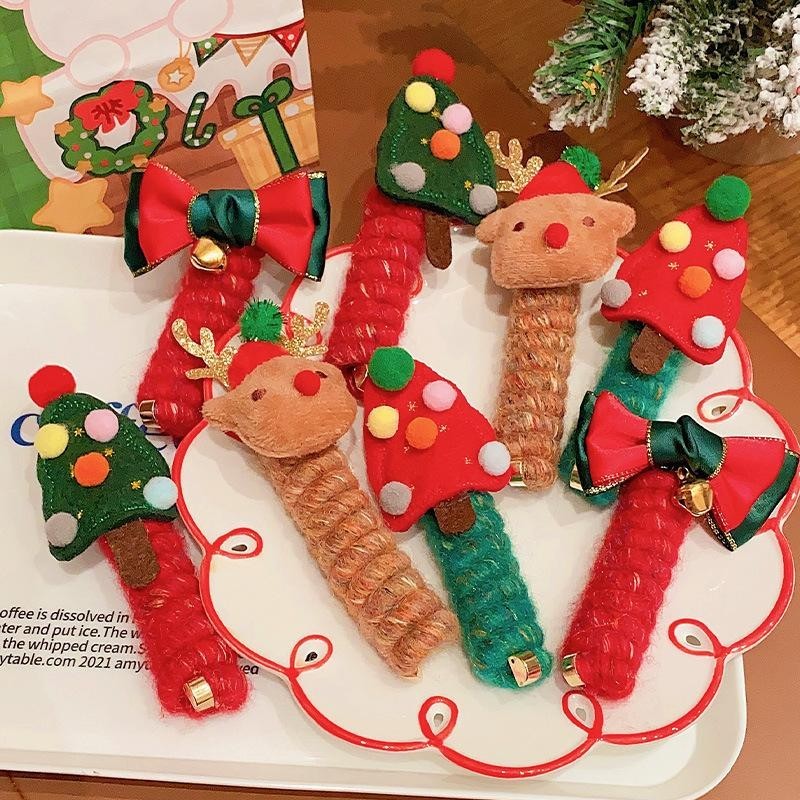 Christmas Hair Ties for Girls – Cute Elastic Telephone Wire Spiral Bands & Festive Kids Hair Accessories