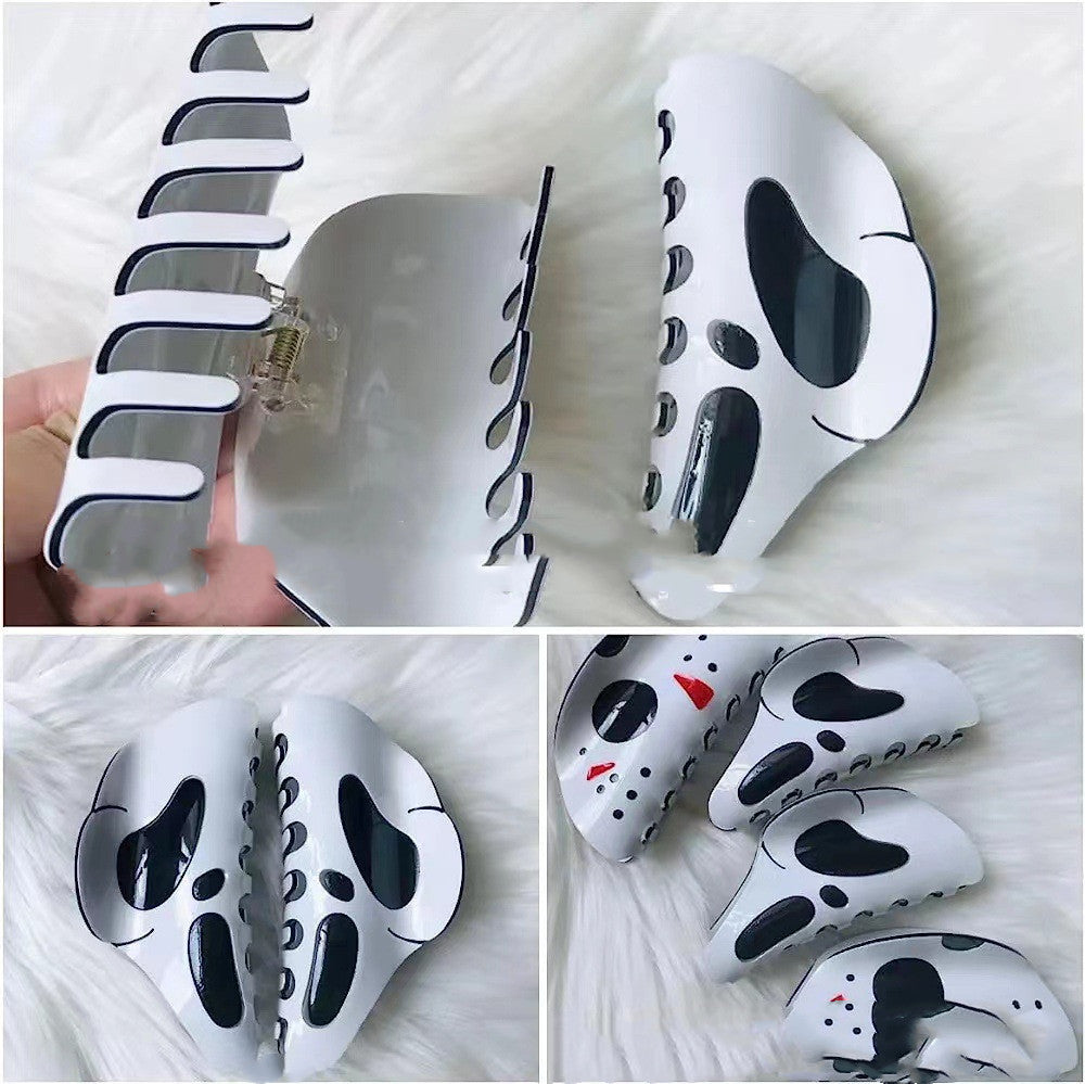 Halloween Grimace Hair Barrettes – White Decorative Hair Clips for Girls & Women | Spooky Costume Accessories