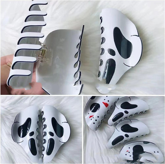 Halloween Grimace Hair Barrettes – White Decorative Hair Clips for Girls & Women | Spooky Costume Accessories