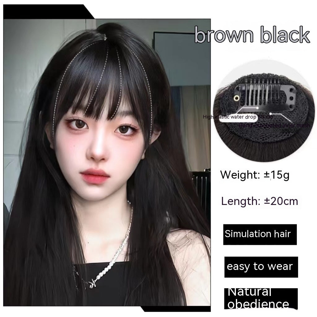 Natural Straight Bangs Hairpiece – Seamless Invisible Clip-In Fringe Wig