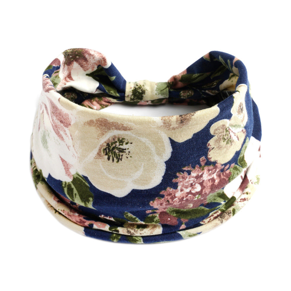 Bohemian Yoga Sports Headband – Cashew Print, Sweat-Absorbent & Non-Slip Elastic Hairband