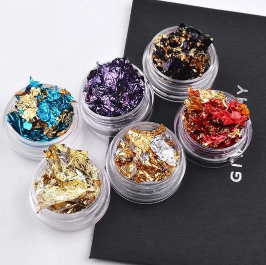 Tin Foil Nail Art Fragments – Metallic Nail Jewelry Flakes for DIY Acrylic & Gel Designs