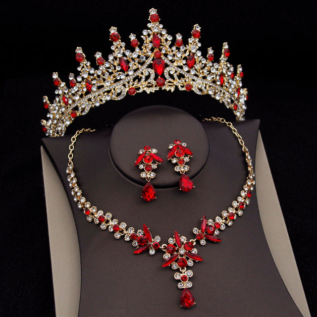 Royal Queen Bridal Jewelry Set – Luxury Wedding Tiara & Earrings Necklace Set for Women
