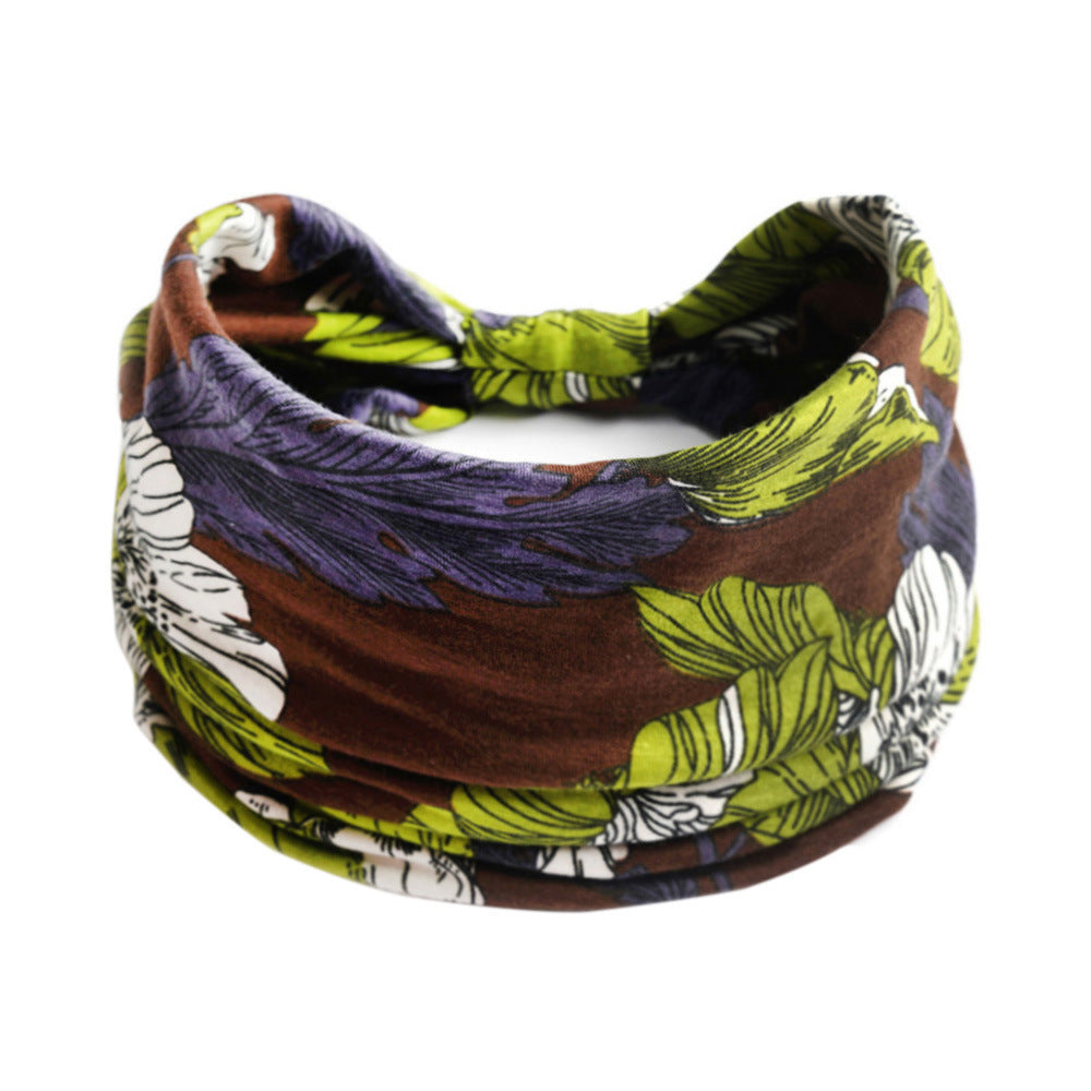 Bohemian Yoga Sports Headband – Cashew Print, Sweat-Absorbent & Non-Slip Elastic Hairband
