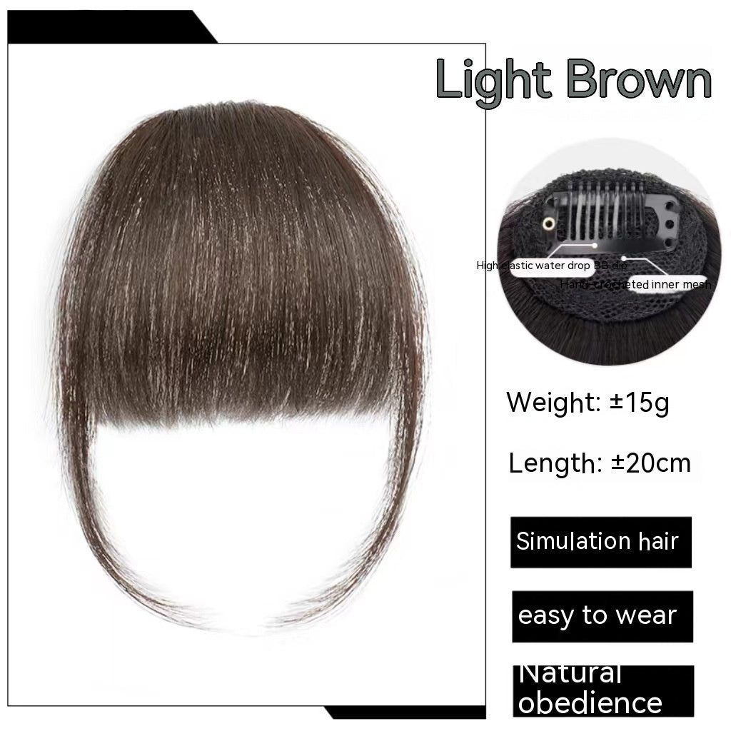 Natural Straight Bangs Hairpiece – Seamless Invisible Clip-In Fringe Wig