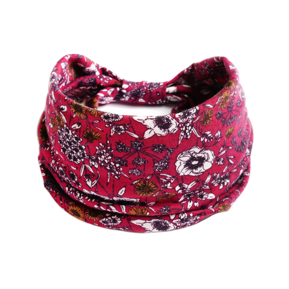 Bohemian Yoga Sports Headband – Cashew Print, Sweat-Absorbent & Non-Slip Elastic Hairband