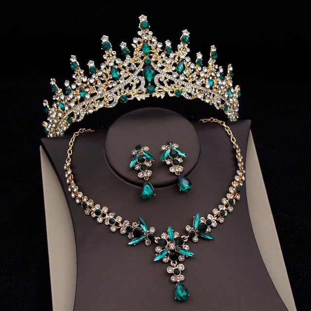 Royal Queen Bridal Jewelry Set – Luxury Wedding Tiara & Earrings Necklace Set for Women