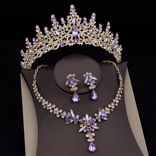 Royal Queen Bridal Jewelry Set – Luxury Wedding Tiara & Earrings Necklace Set for Women