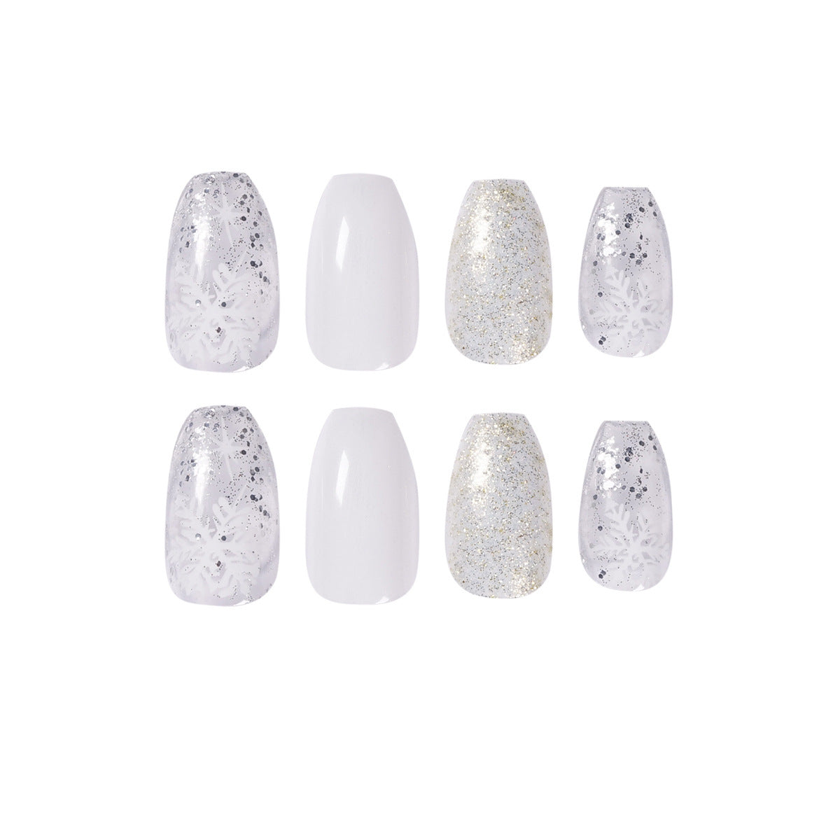 Ice Glitter Short Ballet False Nails – Sparkling Press-On Tips for DIY & Salon Nail Art