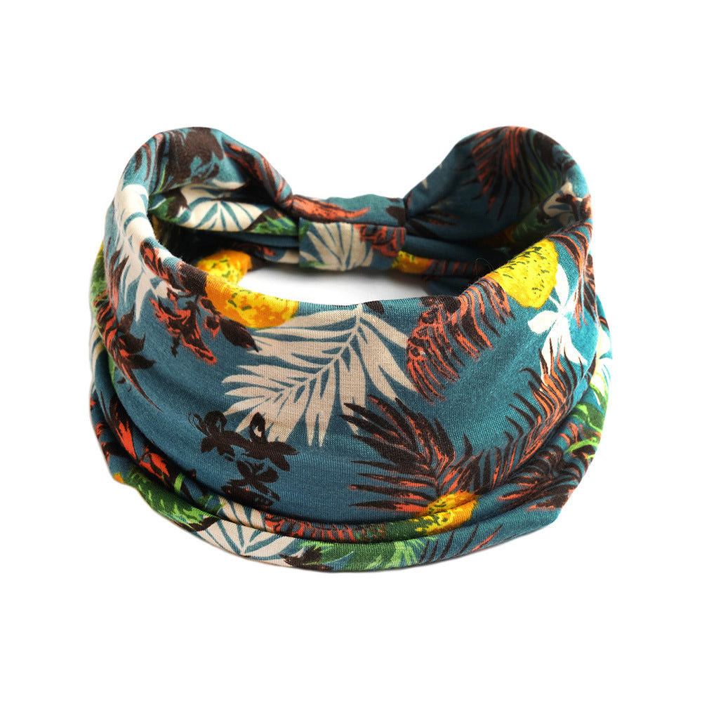 Bohemian Yoga Sports Headband – Cashew Print, Sweat-Absorbent & Non-Slip Elastic Hairband