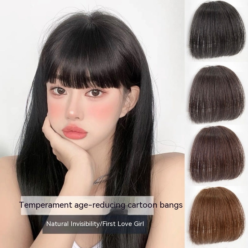 Natural Straight Bangs Hairpiece – Seamless Invisible Clip-In Fringe Wig