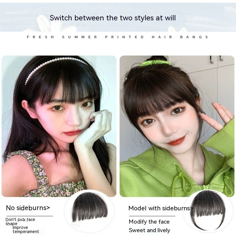 Natural Straight Bangs Hairpiece – Seamless Invisible Clip-In Fringe Wig