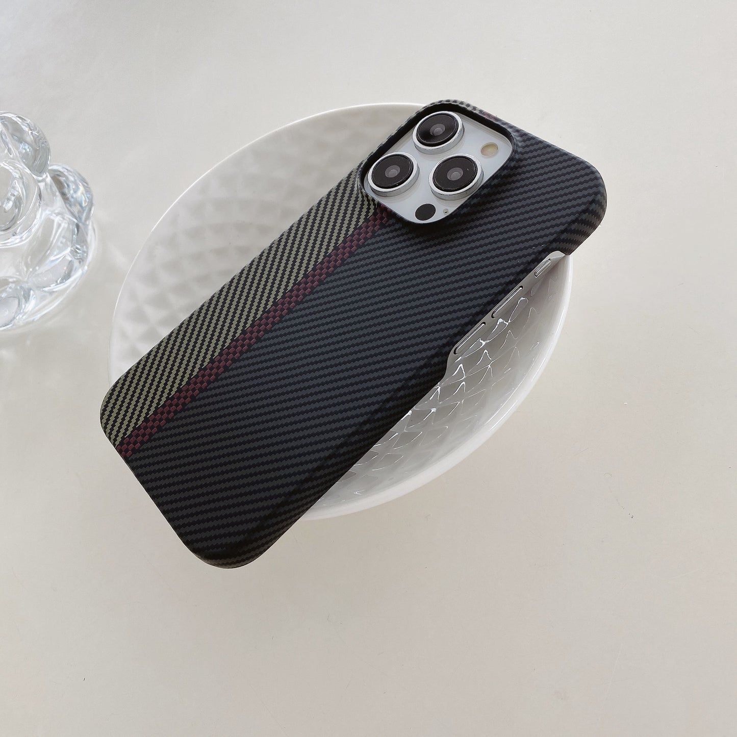 Carbon Fiber Striped iPhone Case – Hard Shell Protective Half Pack Phone Cover