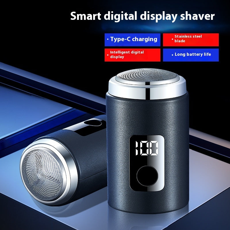 Mini Men’s Electric Shaver – Compact USB Rechargeable Razor with Power Display