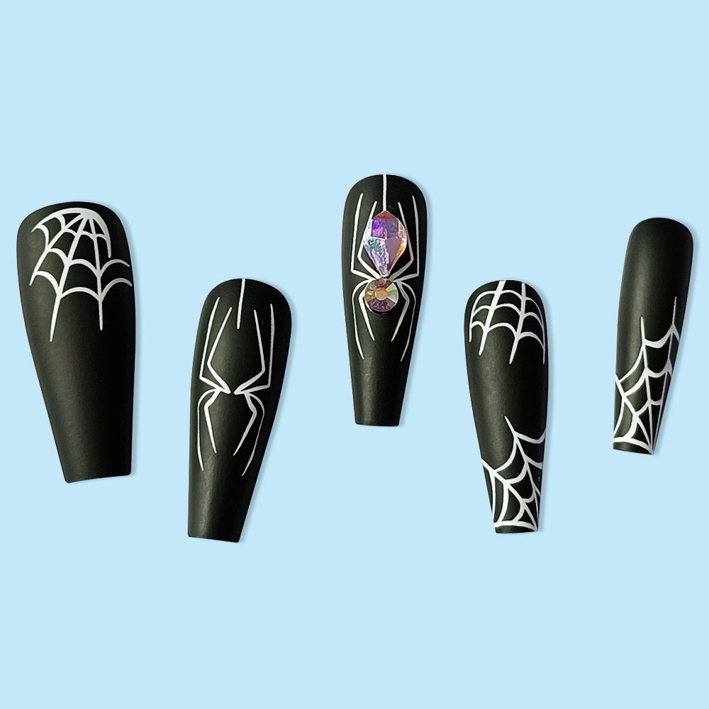 Dark Spider Halloween Fake Nails – Sweet & Cool Press-On Armor Tips for DIY & Party Manicure