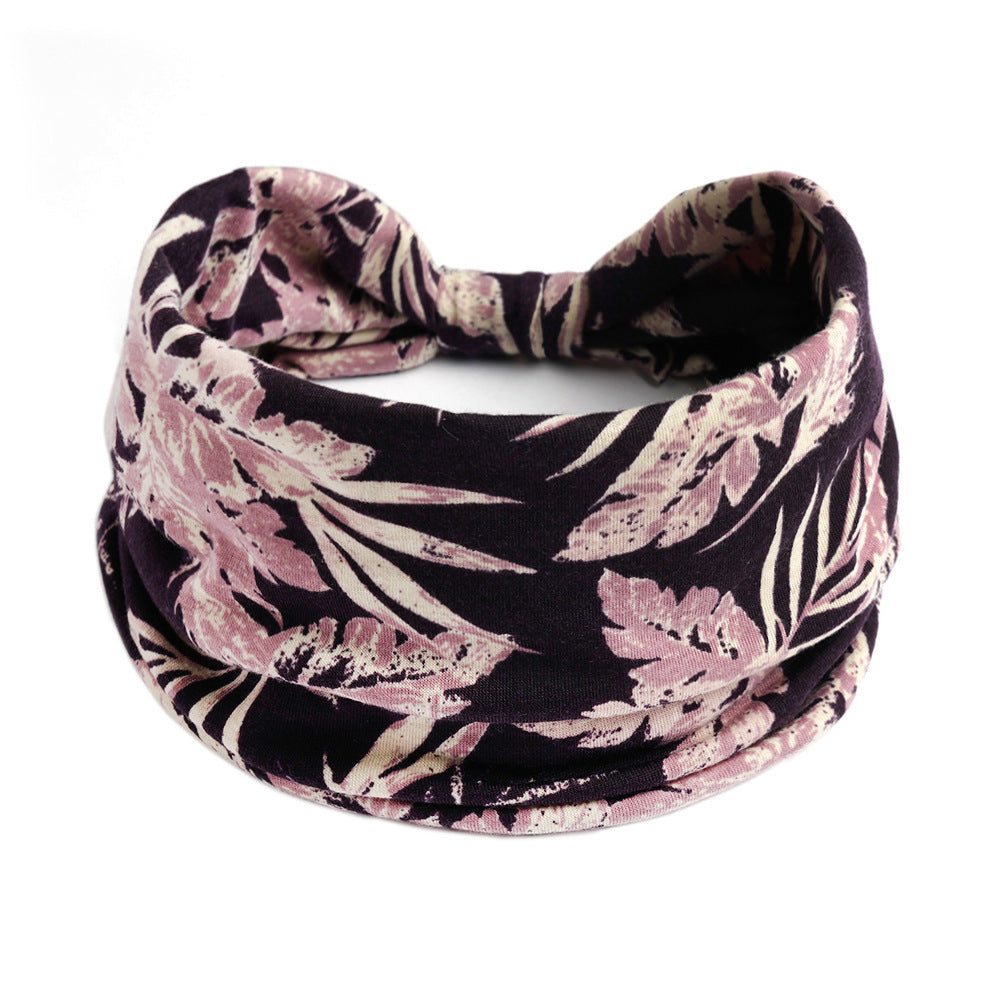 Bohemian Yoga Sports Headband – Cashew Print, Sweat-Absorbent & Non-Slip Elastic Hairband