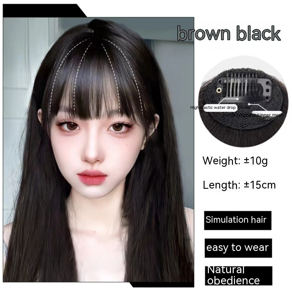 Natural Straight Bangs Hairpiece – Seamless Invisible Clip-In Fringe Wig