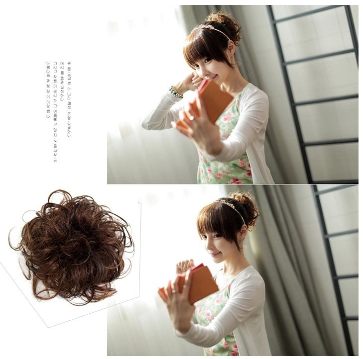 Fluffy Curly Hair Bun with Drawstring – Natural Look Hair Ring & Bun Maker for Women