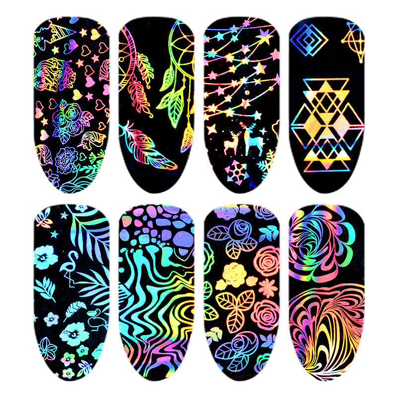 Laser Star Nail Stickers – Thermal Transfer Symphony Foil Decals for DIY & Salon Nail Art