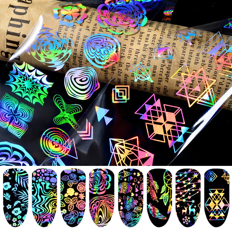 Laser Star Nail Stickers – Thermal Transfer Symphony Foil Decals for DIY & Salon Nail Art