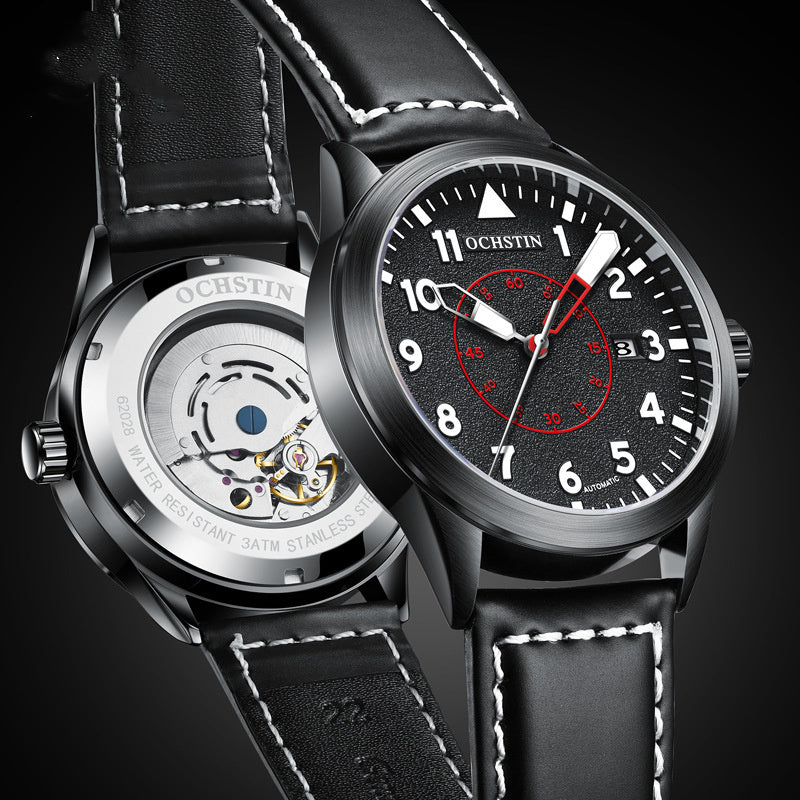 Metal Automatic Mechanical Leather Waterproof Men’s Luminous Watch – HZ Mobile