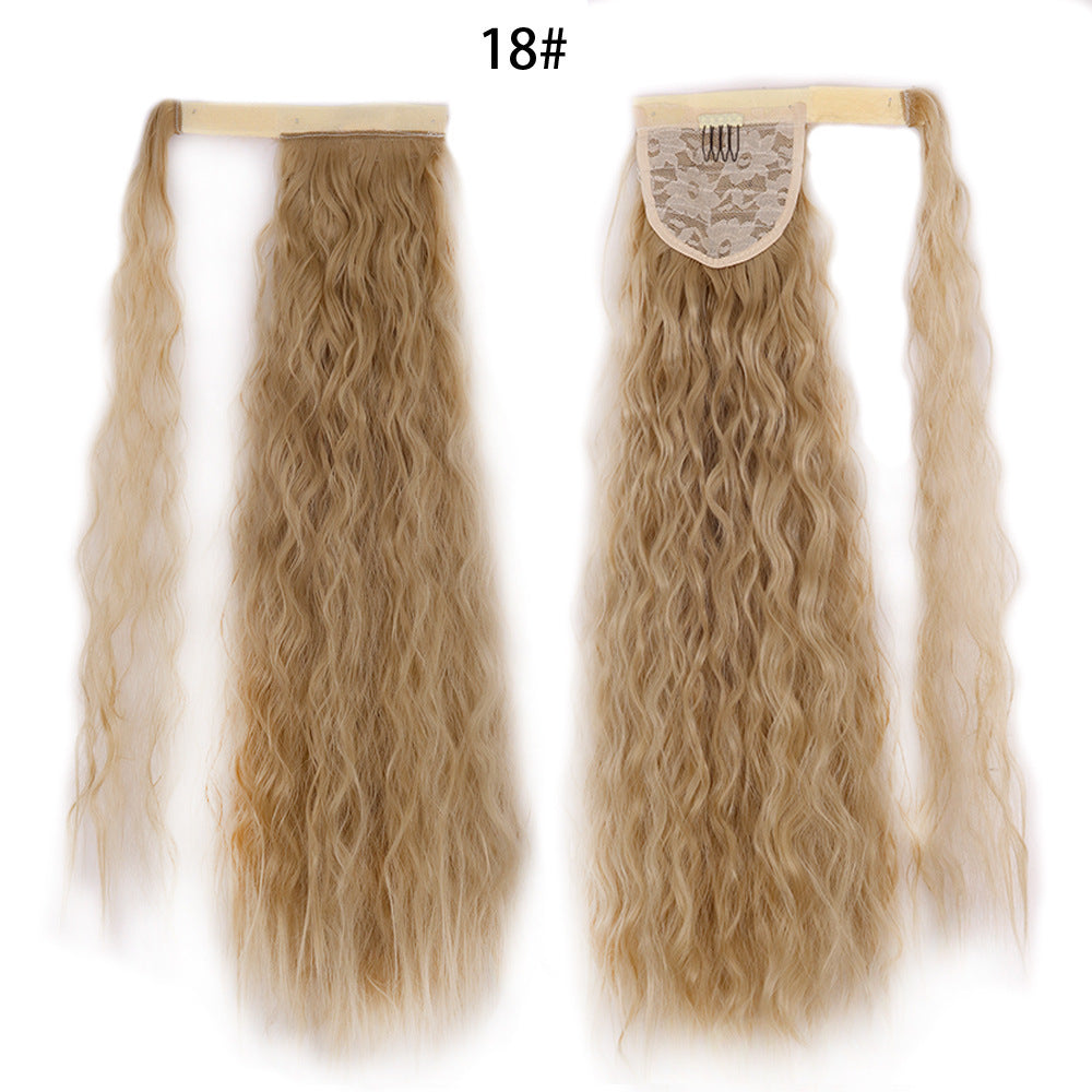 Water Wave Ponytail Wig – Velcro Wrap Synthetic High-Temperature Fiber