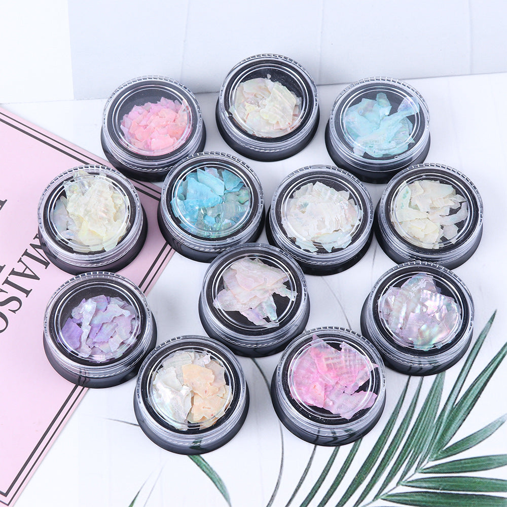 Nail Shell Ornaments – Iridescent Crushed Shell Flakes for DIY Acrylic & Gel Nail Art