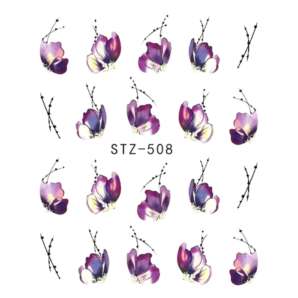 Butterfly & Flower Nail Sticker – 1pc Water Transfer Decal Slider for Nail Art & Manicure Wraps (JISTZ508)