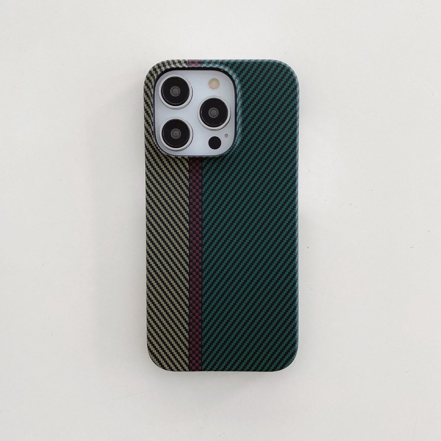 Carbon Fiber Striped iPhone Case – Hard Shell Protective Half Pack Phone Cover